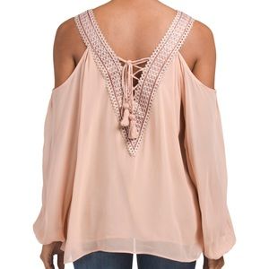 ✨HOST PICK✨ Love Sam Blush Lace-Up Blouse